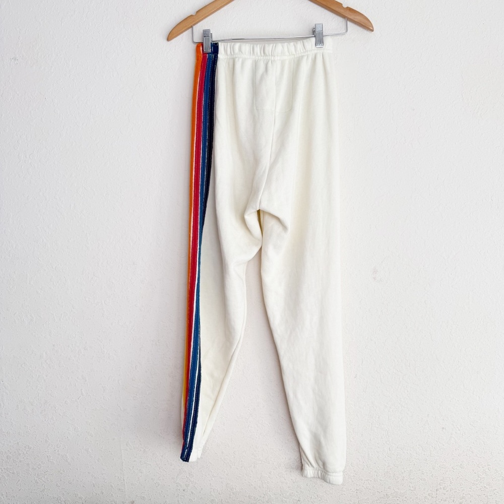 Aviator Nation 5 Stripe Cream Sweatpants Size XS - Picture 6 of 7